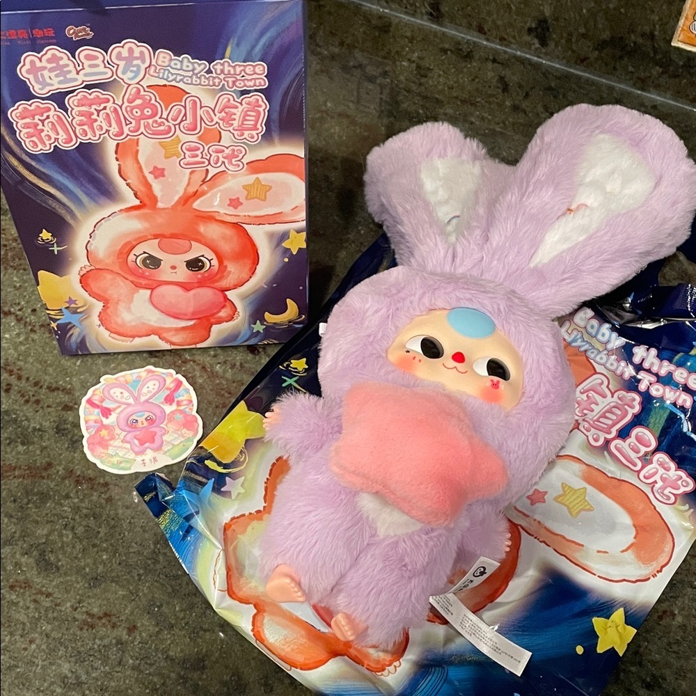 Baby Three Lily Rabbit Lilac Toy New